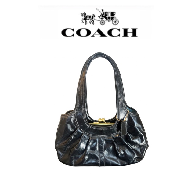 Coach Ergo Pleated Kiss lock Patent Leather Bag